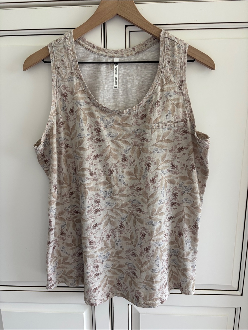 Kuhl 100% Organic Cotton Tan Floral Tank Top Outdoors Hiking Cabincore Womens XL